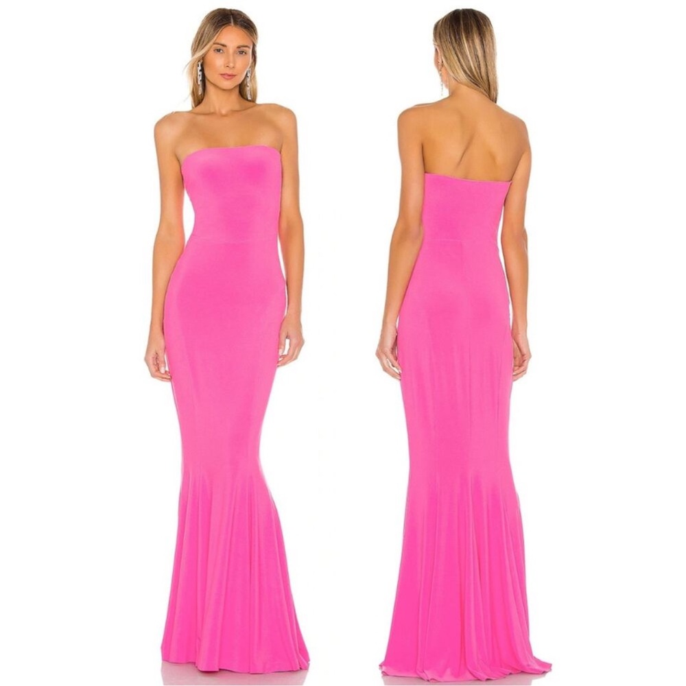 Norma Kamali Strapless Fishtail Gown in Orchid Pink